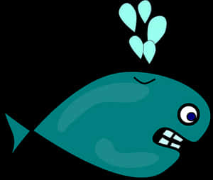 Cartoon Whale Spouting Water PNG image with transparent background