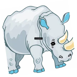 Cartoon White Rhino Illustration PNG Image