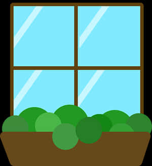 Cartoon Window With Plant Illustration PNG image with transparent background