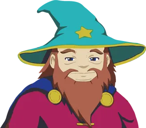 Cartoon Wizard Portrait PNG Image