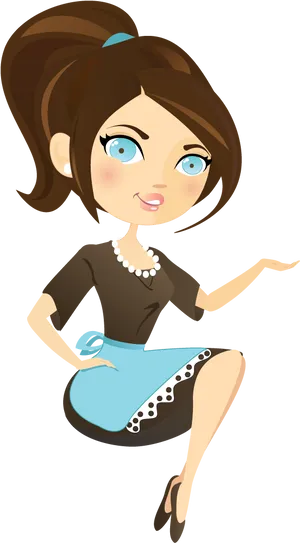 Cartoon Woman Wearing Apron PNG Image