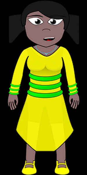 Cartoon Woman Yellow Dress PNG
