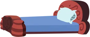 Cartoon Wooden Bedwith Pillow PNG Image