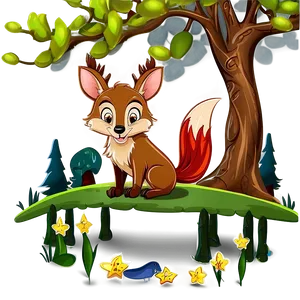 Cartoon Woodland Animal Scene Png Yqo PNG Image