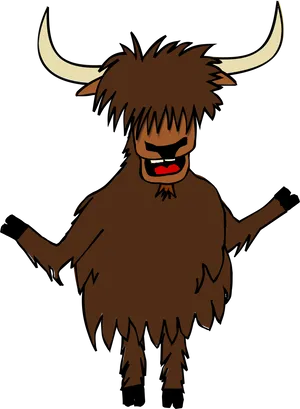 Cartoon Yak Illustration.png PNG Image