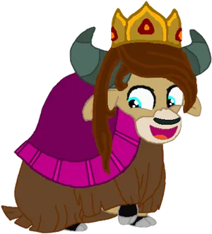 Cartoon_ Yak_ Princess_ Character PNG Image