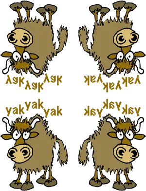 Cartoon Yaks Repeating A S K Y A K Pattern PNG Image