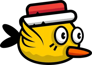 Cartoon Yellow Birdwith Hat PNG Image