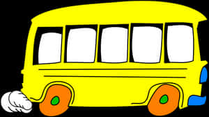 Cartoon Yellow Bus Illustration PNG image with transparent background
