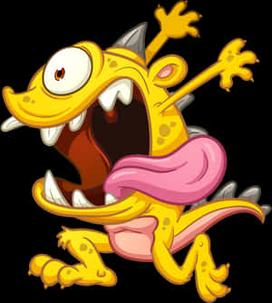 Cartoon Yellow Monster Shouting PNG image with transparent background