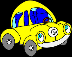 Cartoon Yellow Volkswagen Beetle PNG image with transparent background