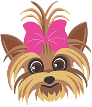 Cartoon Yorkshire Terrierwith Pink Bow PNG Image