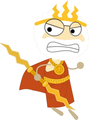 Cartoon Zeus Angry God Illustration PNG Image