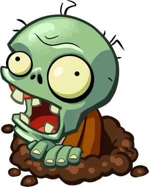 Cartoon Zombie Emerging From Ground PNG Image