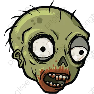 Cartoon Zombie Head Illustration PNG Image