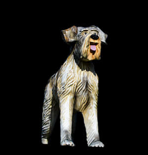 Carved Wooden Dog Sculpture PNG image with transparent background