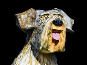 Carved Wooden Dog Sculpture PNG image with transparent background