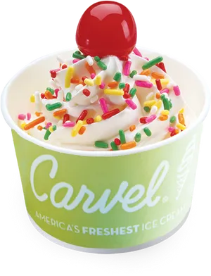 Carvel Ice Cream Cupwith Sprinklesand Cherry PNG Image