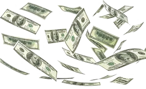 Cash Cascade Dark Background PNG Image