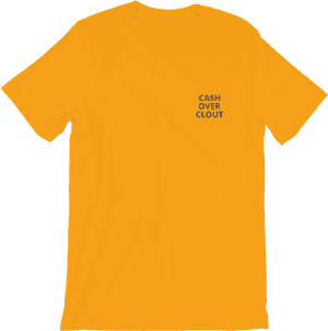 Cash Over Clout Yellow Shirt PNG image with transparent background