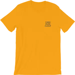 Cash Over Clout Yellow Shirt PNG Image