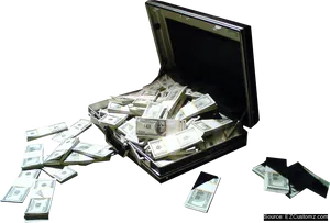 Cash Overflowing Briefcase PNG Image