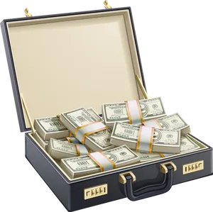 Cash Packed Briefcase PNG Image