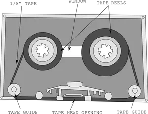 Cassette Tape Internal Components Diagram PNG Image