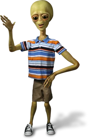 Casual Alien Greeting PNG Image