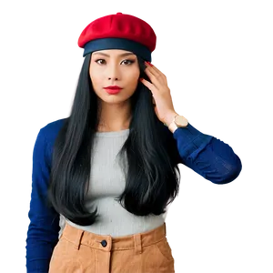 Casual Beret Look Png 06122024 PNG Image