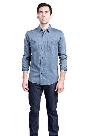 Casual Denim Shirtand Jeans Men's Fashion PNG Image