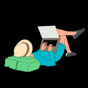 Casual Laptop Usage Illustration PNG with transparent background