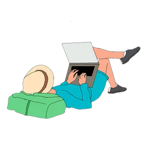 Casual Laptop Usage Illustration PNG Image