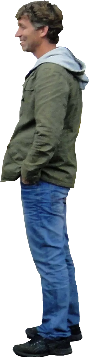 Casual Man Standing Side View PNG Image