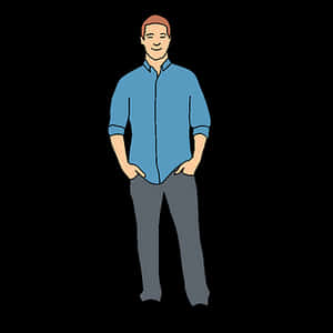 Casual Man Standing Vector PNG with transparent background