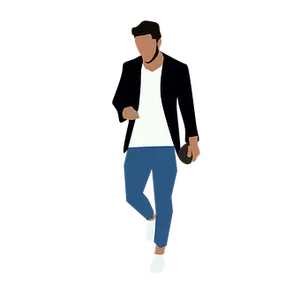 Casual Man Walking Vector PNG Image