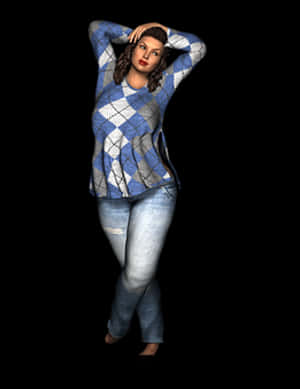 Casual Pose_ Female3 D Model PNG image with transparent background