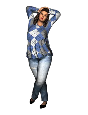 Casual Pose_ Female3 D Model PNG Image