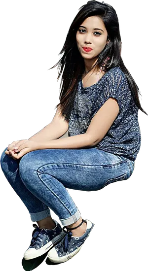 Casual Seated Girl P N G Image PNG Image