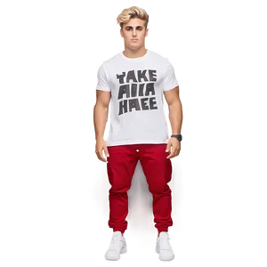 Casual Style Young Man Red Pants PNG Image