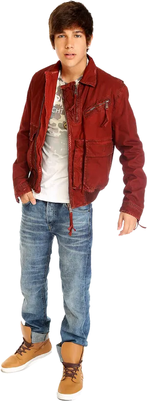 Casual Teen Boy Fashion Pose PNG Image