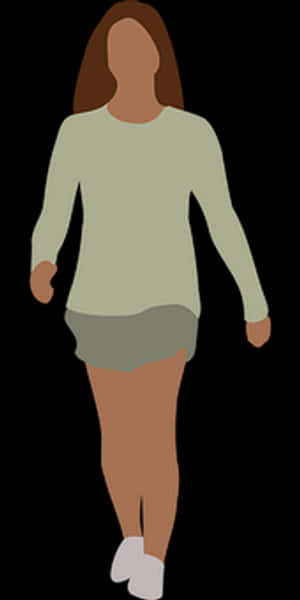 Casual Walking Woman Silhouette PNG image with transparent background