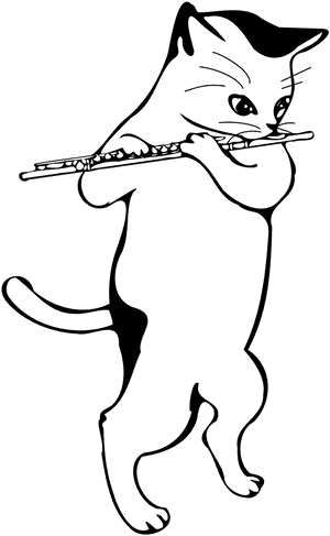 Cat Playing Flute PNG image with transparent background