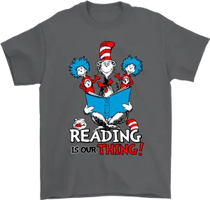 Catinthe Hat Reading T Shirt Design PNG Image