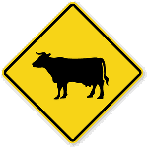 Cattle Pedestrian Crossing Warning Sign Traffic Sign - Cattle Crossing Sign, HD Png Download PNG with transparent background
