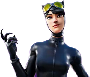 Catwoman_ Animated_ Character_ Pose PNG Image