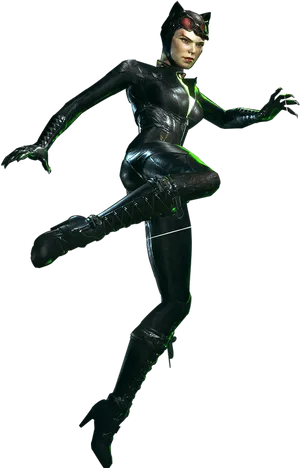 Catwoman Dynamic Pose PNG Image