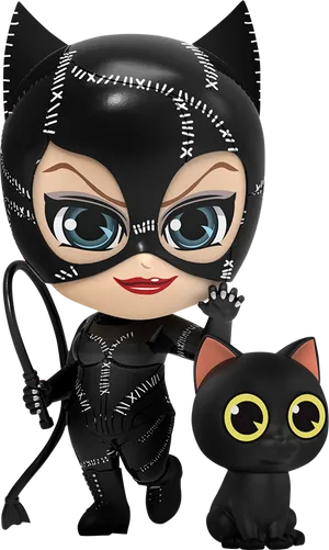 Catwoman Funko Pop Figure With Black Cat PNG Image