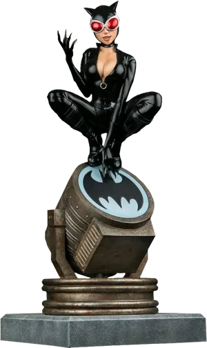 Catwoman Statueon Bat Signal PNG Image