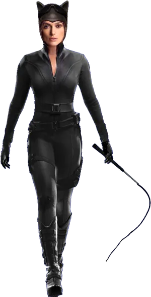 Catwomanin Action Pose PNG Image